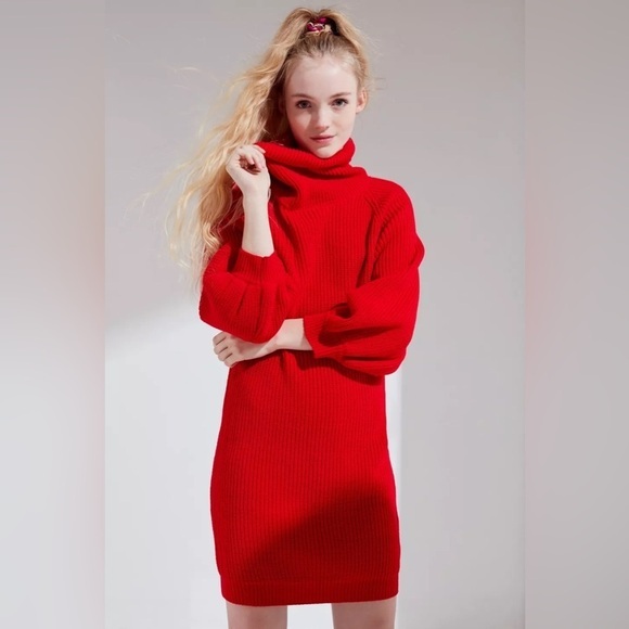 URBAN OUTFITTERS Callahan Cowl Turtleneck Sweater Dress SIZE‎ LARGE - Picture 1 of 5